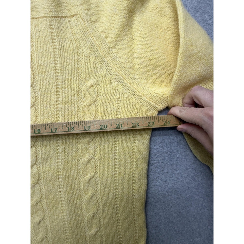 Vintage Brittany Ltd Sweater Mens XL Yellow Shetland Wool Cable Knit Scotland - Picture 4 of 7